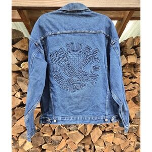 Vintage 90s TYCA American Made EAGLE Embossed Denim JACKET Made in USA Men's L